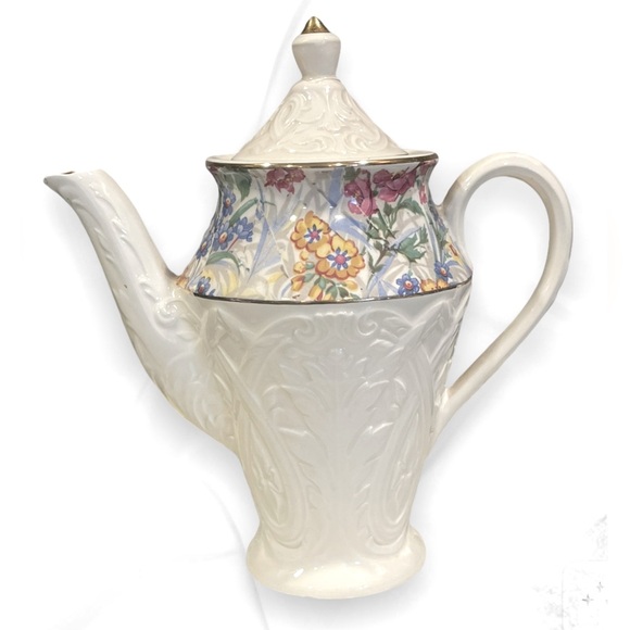 HTF Erphila Brighton “Cheery Chintz” Mini Embossed Coffee Pot. 6” H - Picture 1 of 10